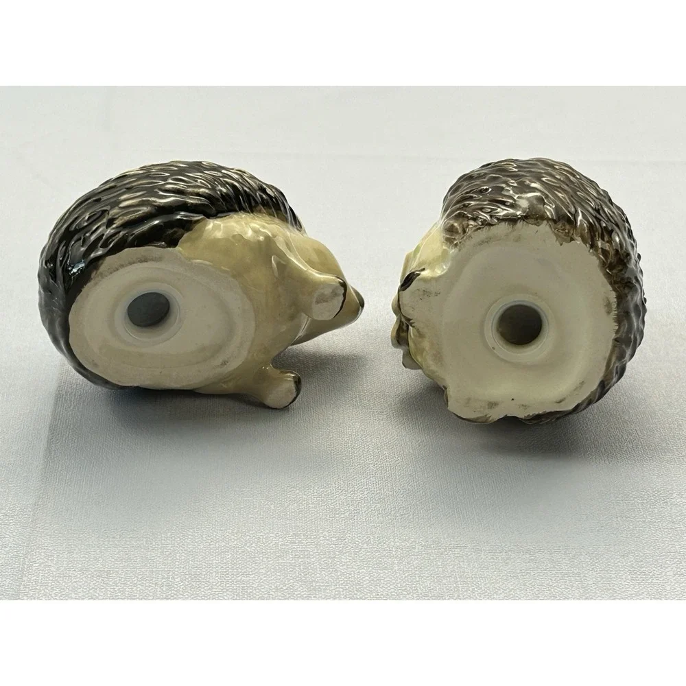 Ceramic Hedgehog Salt & Pepper Shaker Set Woodland Daisy Cottagecore Decor